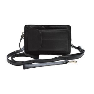 Women's New Black Leather Crossbody//Clutch Bag
